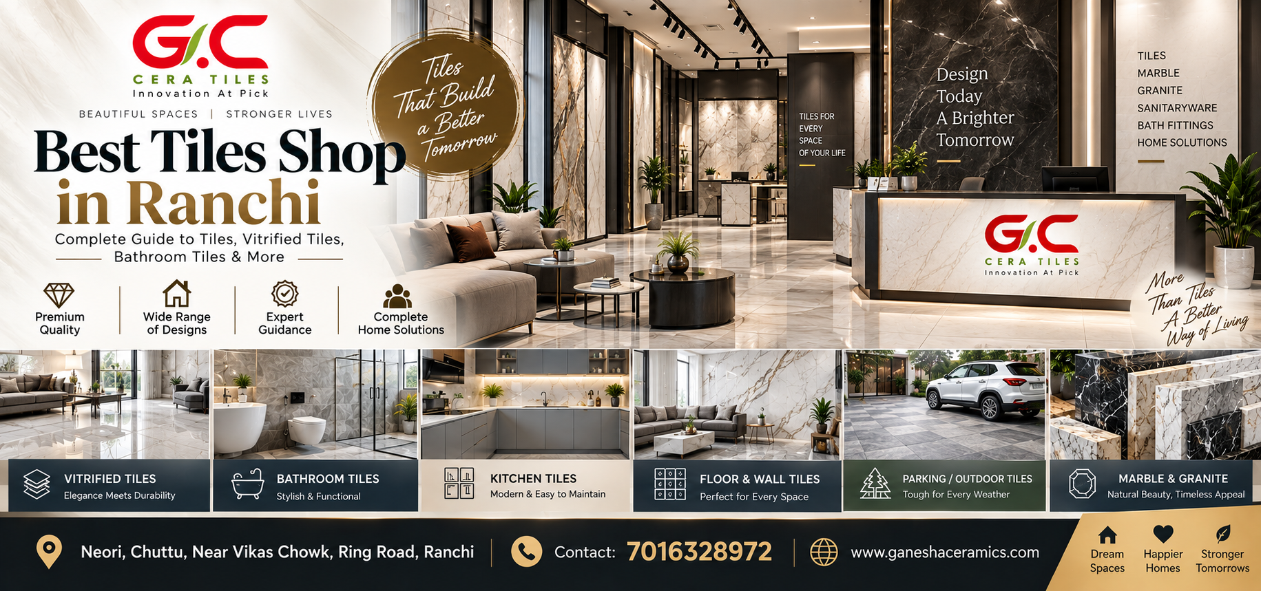 Best Tiles Shop in Ranchi – Complete Guide to Tiles, Vitrified Tiles, Bathroom Tiles & More | GC Tiles